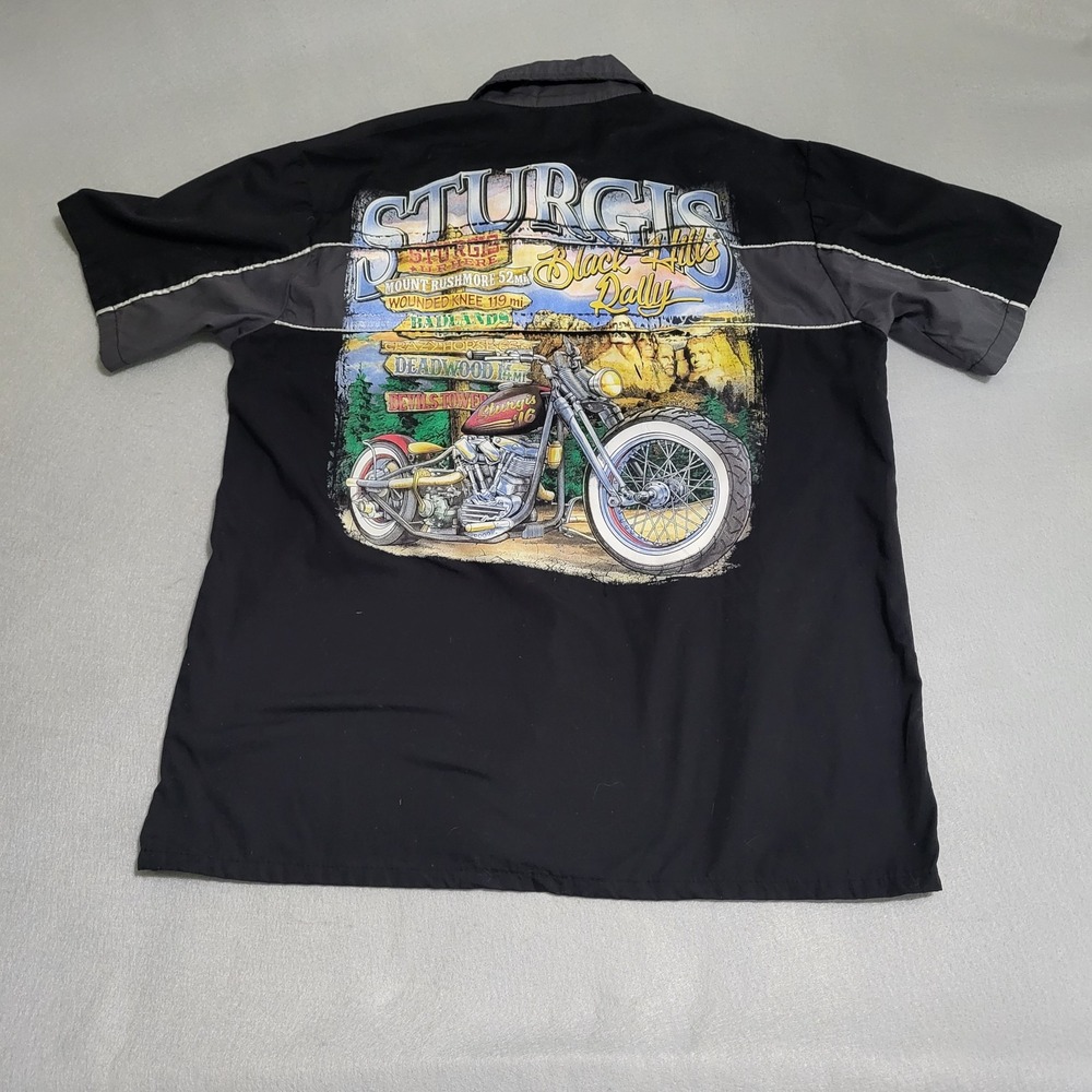 Sturgis Black Hills 2016 Motorcycle Rally Short Sleeve Button Down Shirt Men's L